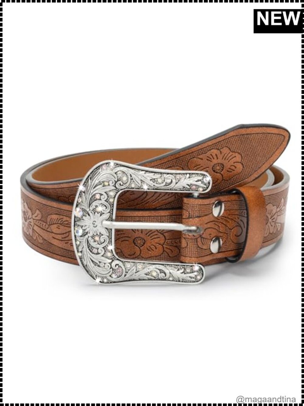 Women's Western Belt Cowgirl PU Leather Waist Belt with Vintage Carved Buckle